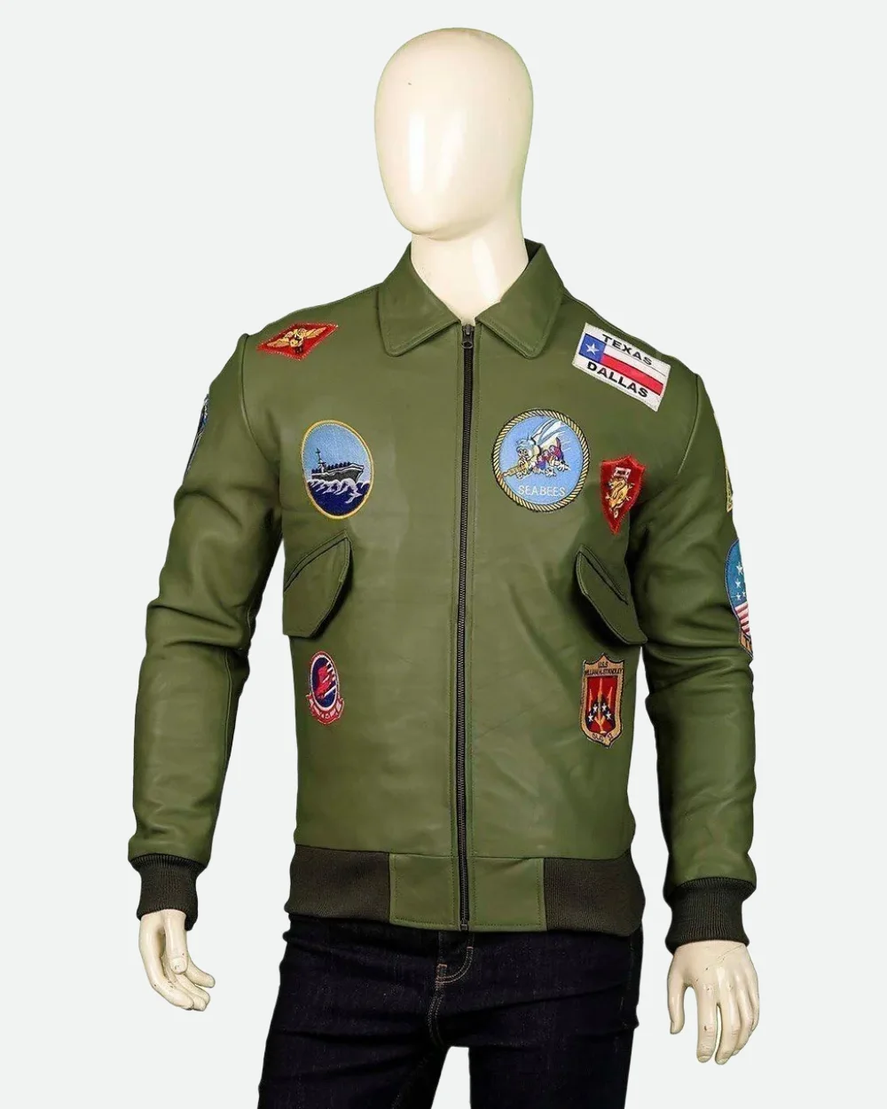 Top Gun Maverick Green Leather Jacket