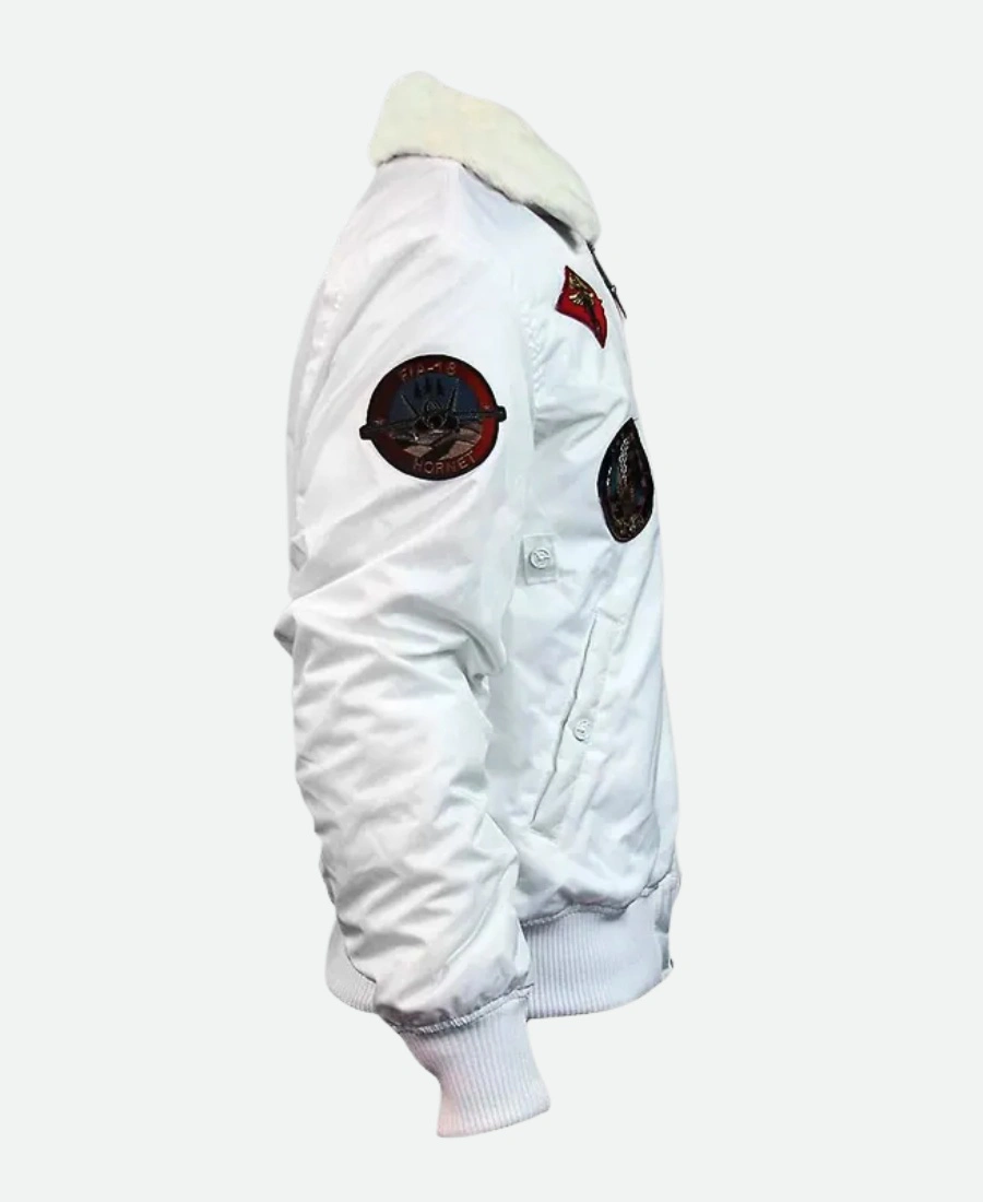 Top Gun White Flight Jacket Side Pose