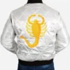 Ryan Gosling Drive Driver White Scorpion Bomber Jacket Back