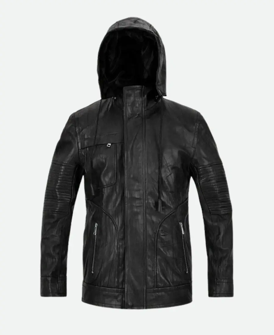 Tom Cruise Mission Impossible Ghost Protocol Ethan Hunt Black Leather Hooded Jacket