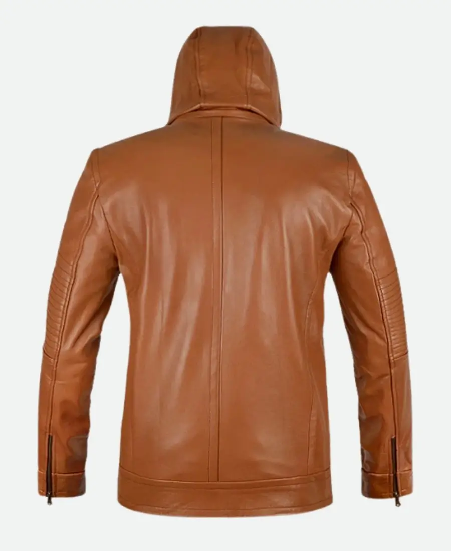 Tom Cruise Mission Impossible Ghost Protocol Ethan Hunt Brown Leather Hooded Jacket Back