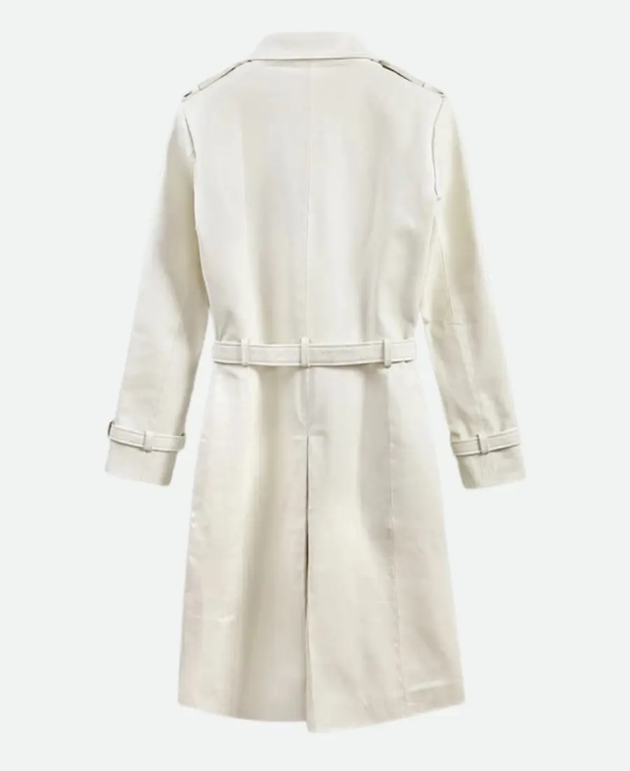 Vanessa Kirby Mission Impossible Fallout White Leather Trench Coat back