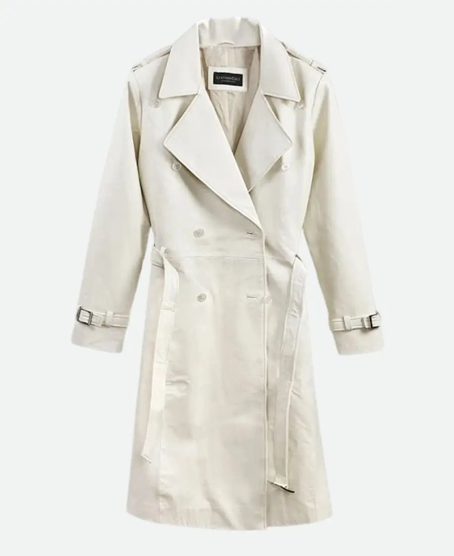 Vanessa Kirby Mission Impossible Fallout White Leather Trench Coat