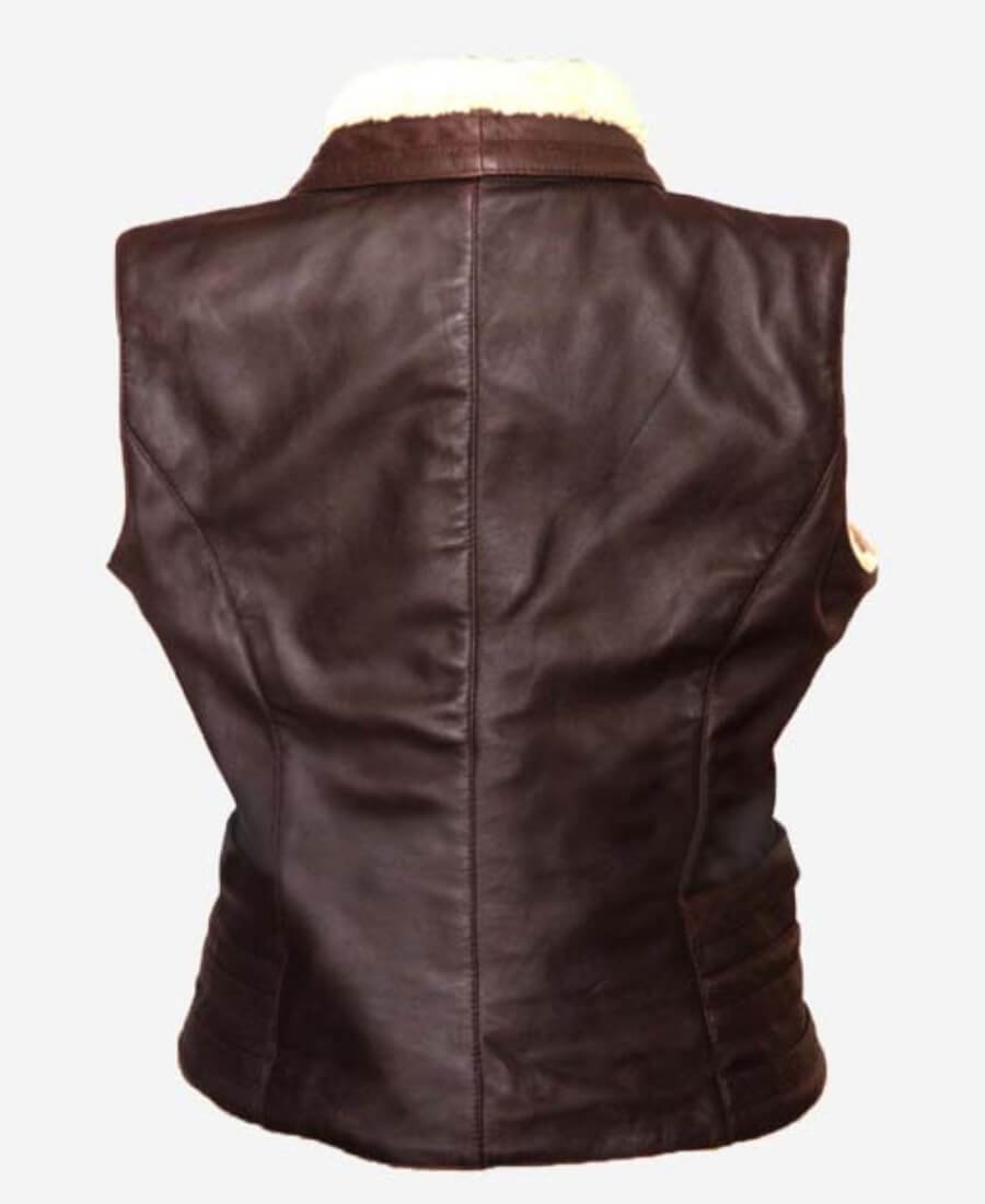 Laurie Holden The Walking Andrea Harrison Leather Vest Back