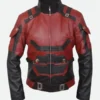 Charlie Cox Daredevil Matt Murdock Red Leather Motorcycle Jacket