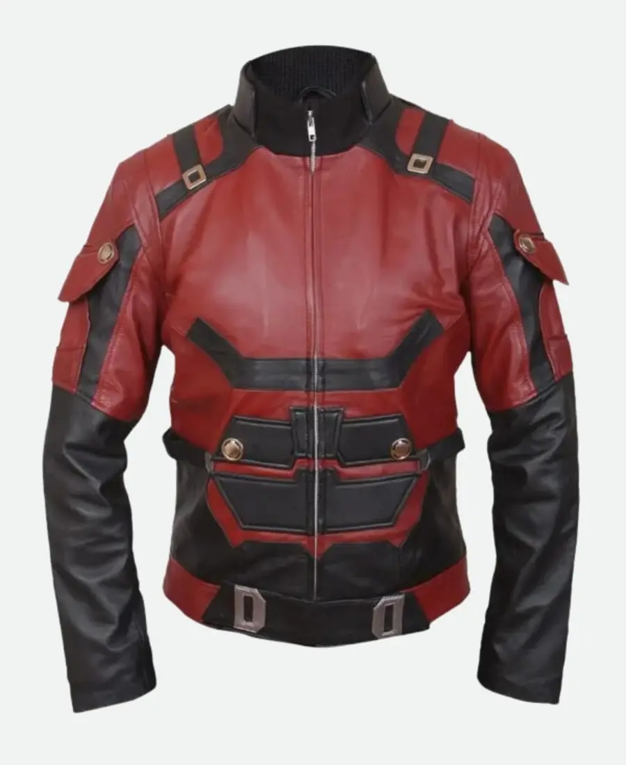 Charlie Cox Daredevil Matt Murdock Red Leather Motorcycle Jacket