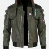 Cyberpunk 2077 Samurai Green Leather Bomber Jacket