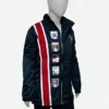 Lana Del Rey Blue Albums Stripe Racing Jacket Side Pose