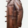 Tom Hardy The Dark Knight Rises Bane Shearling Leather Trench Coat Side Pose