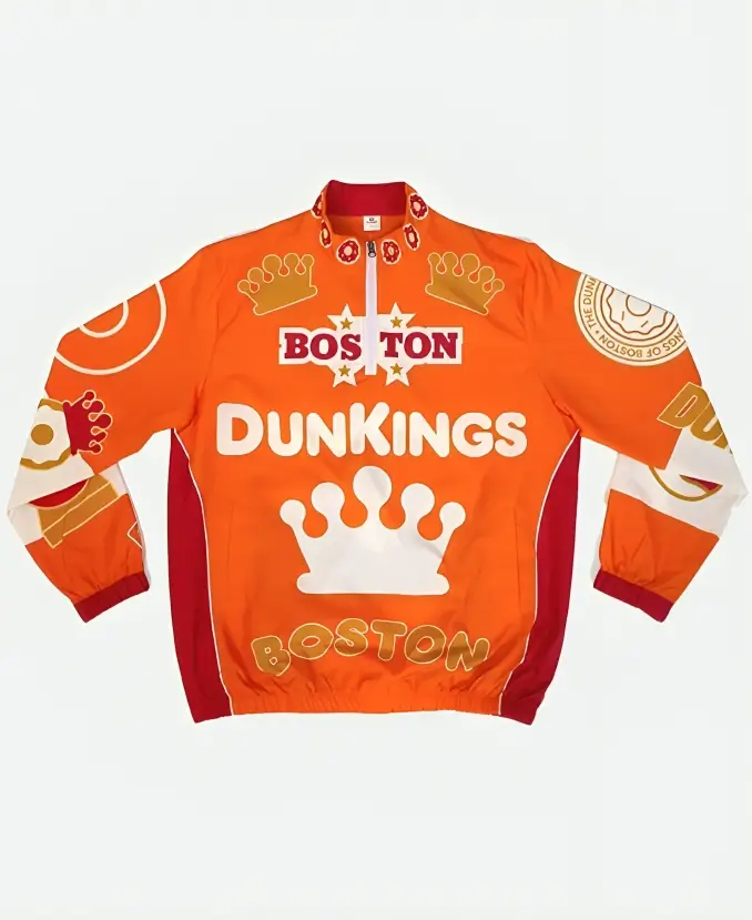 Ben Affleck Superbowl LVIII (58) Dunkin Donuts Orange Tracksuit's Jacket Front