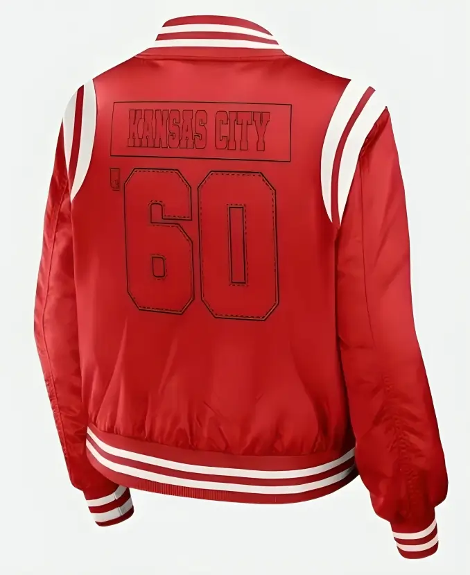 NFL Superbowl Taylor Swift Kansas City Chiefs 60 Red Varsity Jacket Back