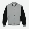 Stranger Things Hellfire Club Grey Varsity Jacket Front