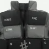 Christine Quinn Black And Grey Keyboard Puffer Jacket Close Up Image