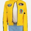 Uma Thurman Kill Bill The Bride Beatrix Kiddo Yellow Leather Motorcycle Jacket Front