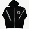 Chrome Hearts Horseshoe Floral Cross Black Zip Up Hoodie