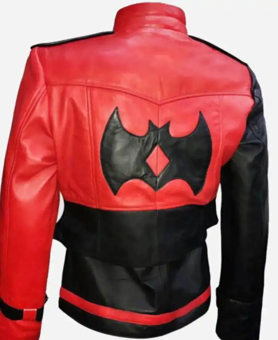 Harley Quinn Injustice 2 Black and Red Leather Jacket Back