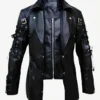 Matrix Steampunk Gothic Rave Poison Black Leather Trench Coat Front