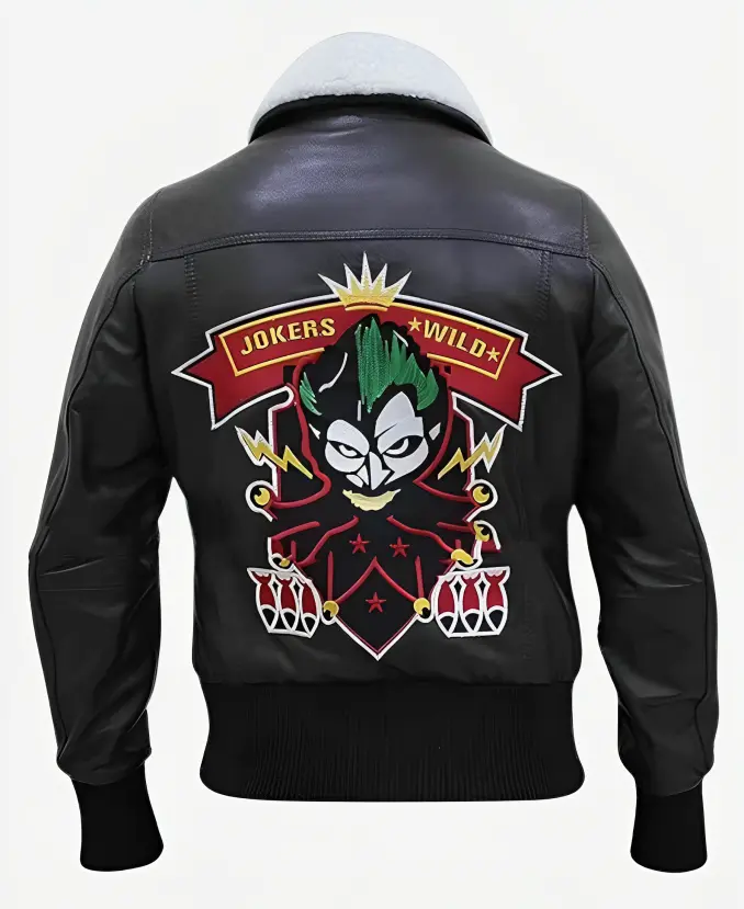 Dc Bombshells Harley Quinn Black Leather Aviator Bomber Jacket