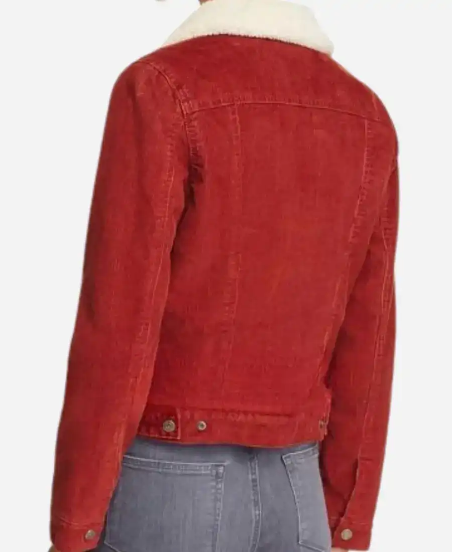 Natalia Dyer Stranger Things Nancy Wheeler Red Corduroy Jacket Back