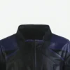 Star Trek Picard Season 3 Black & Blue Leather Jacket Front Close Up