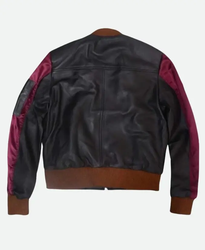 Zazie Beetz Deadpool 2 Domino Black Leather Bomber Jacket Back