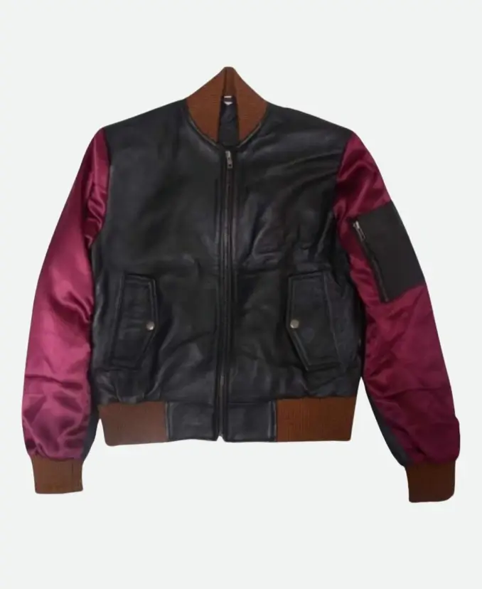 Zazie Beetz Deadpool 2 Domino Black Leather Bomber Jacket