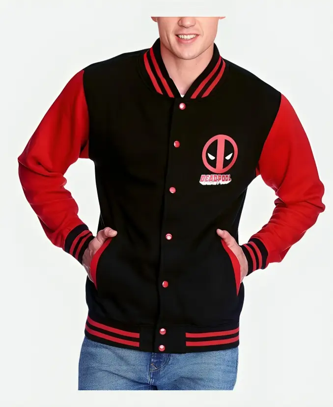 Deadpool Black and Red Letterman Varsity Jacket