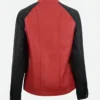 Deadpool Eye Sidezip Red Leather Motorcycle Jacket Back