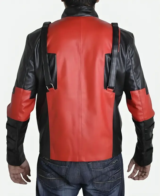 Game Version Deadpool Red And Black Leather Biker Jacket Back