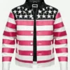 Lil Uzi Vert Pink Tape American Flag Leather Jacket