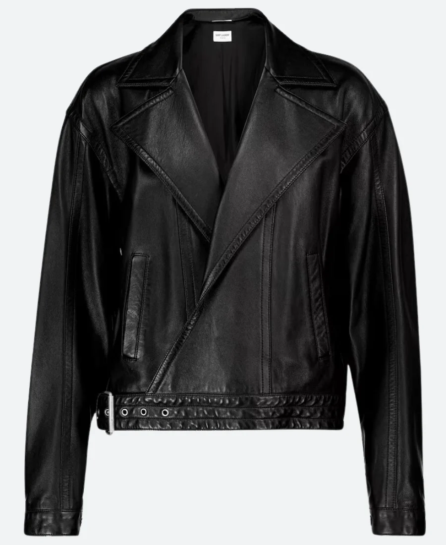 Camille Razat Emily in Paris Season 02 Camille Black Leather Biker Jacket