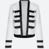 Camille Razat Emily in Paris Season 02 Camille White and Black Balmain Military Jacket