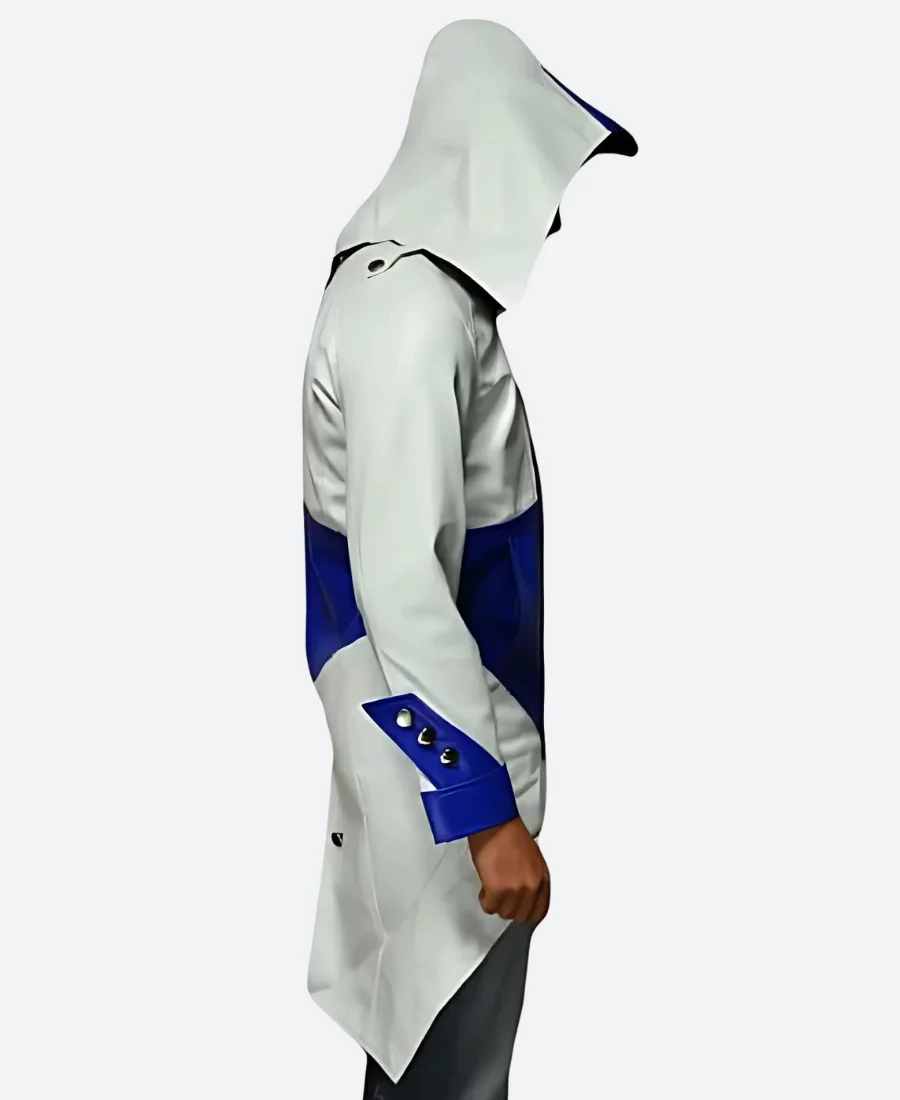 Assassin Creed 3 Connor Kenway White Leather Hooded Jacket