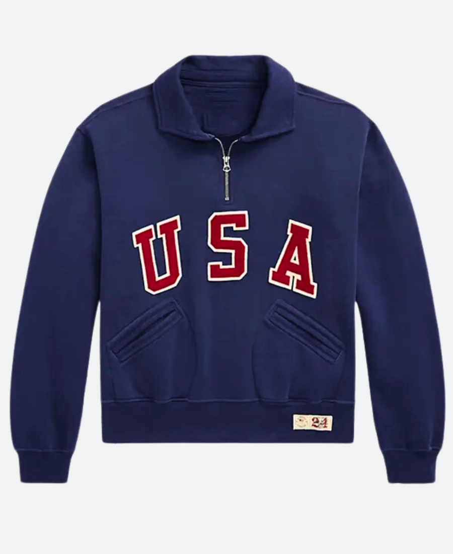 Lady Gaga USA Olympic Half Zip Jacket Front Image