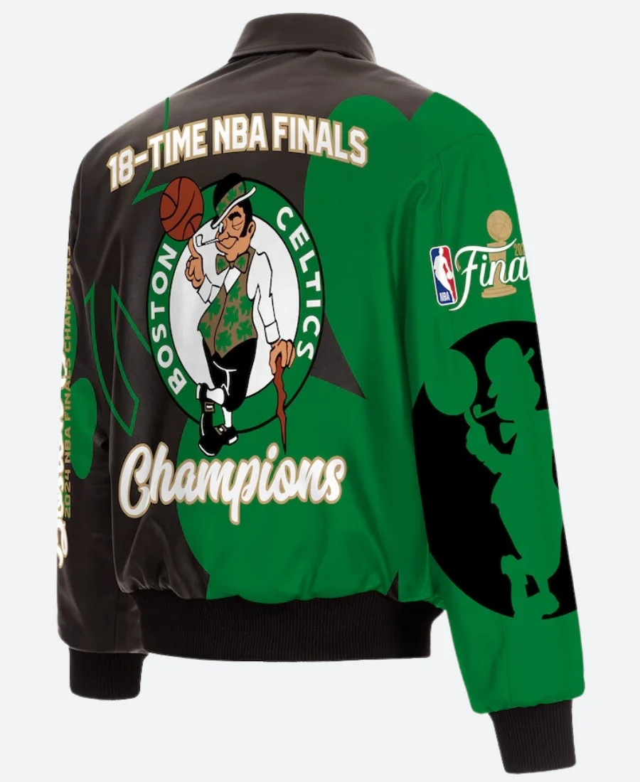 Boston Celtics 2024 NBA Finals Champions Leather Jacket Back Image