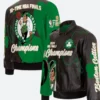 Boston Celtics 2024 NBA Finals Champions Leather Jacket Front & Back Image