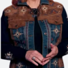 The Voice 2024 Reba Embroidered Suede Leather Jacket Character Image