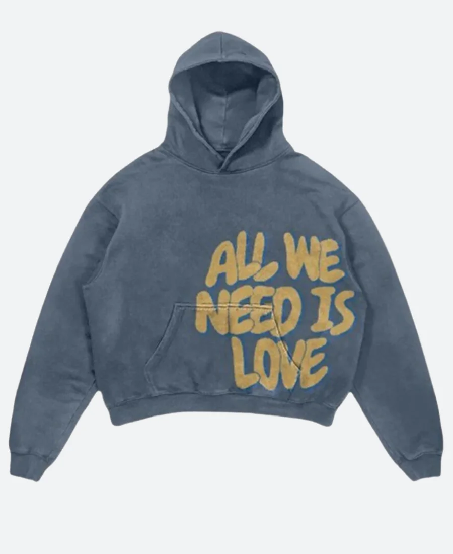 All We Need Is Love Blue Hoodie Front Image