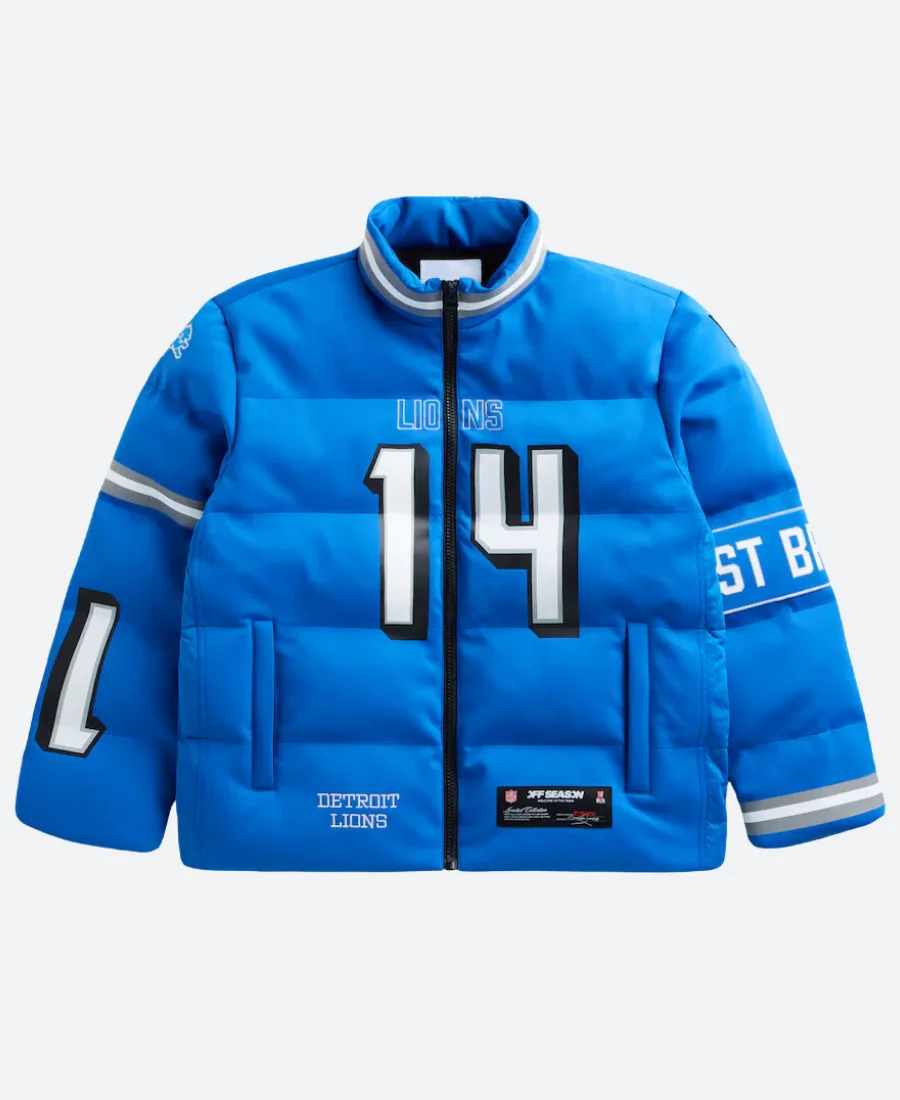 Amon Ra St Brown Detroit Lions Off Season Puffer Jacket Front Image