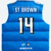 Amon Ra St. Brown Detroit Lions Off Season Puffer Vest Back image