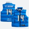 Amon Ra St. Brown Detroit Lions Off Season Puffer Vest Front & Back Image