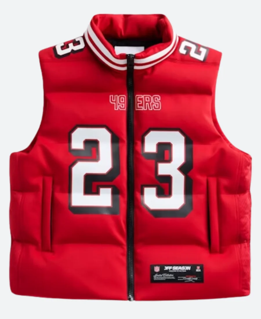 Christian McCaffrey SF 49ers Off Season Puffer Vest Front Image