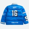 Jared Goff Detroit Lions Off Season Puffer Jacket Back Image