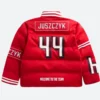 Kyle Juszczyk SF 49ers Off Season Puffer Jacket Back Image