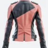 Pink & Black Bikers Leather Jacket Back image