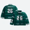 Saquon Barkley Philadelphia Eagles Off Season Puffer Jacket Front & Back Image