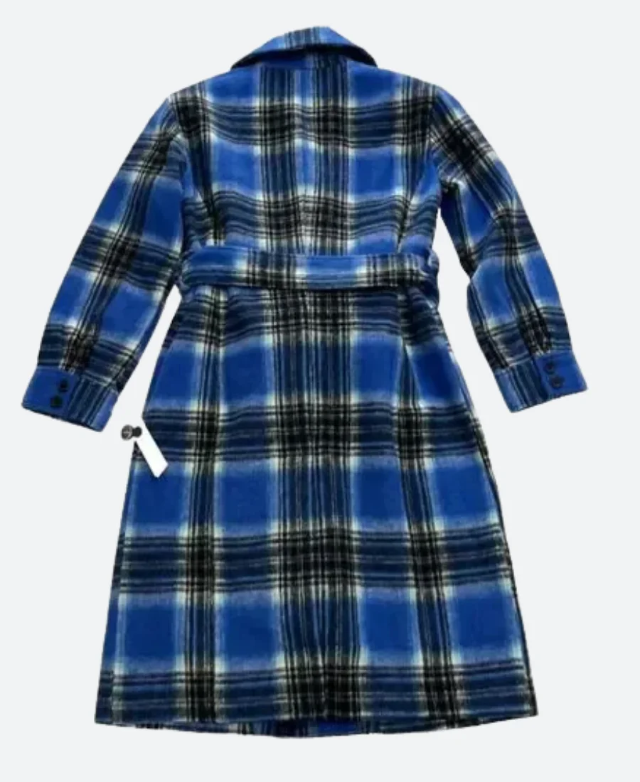 Carrie Preston Elsbeth Blue Plaid Coat Back Image