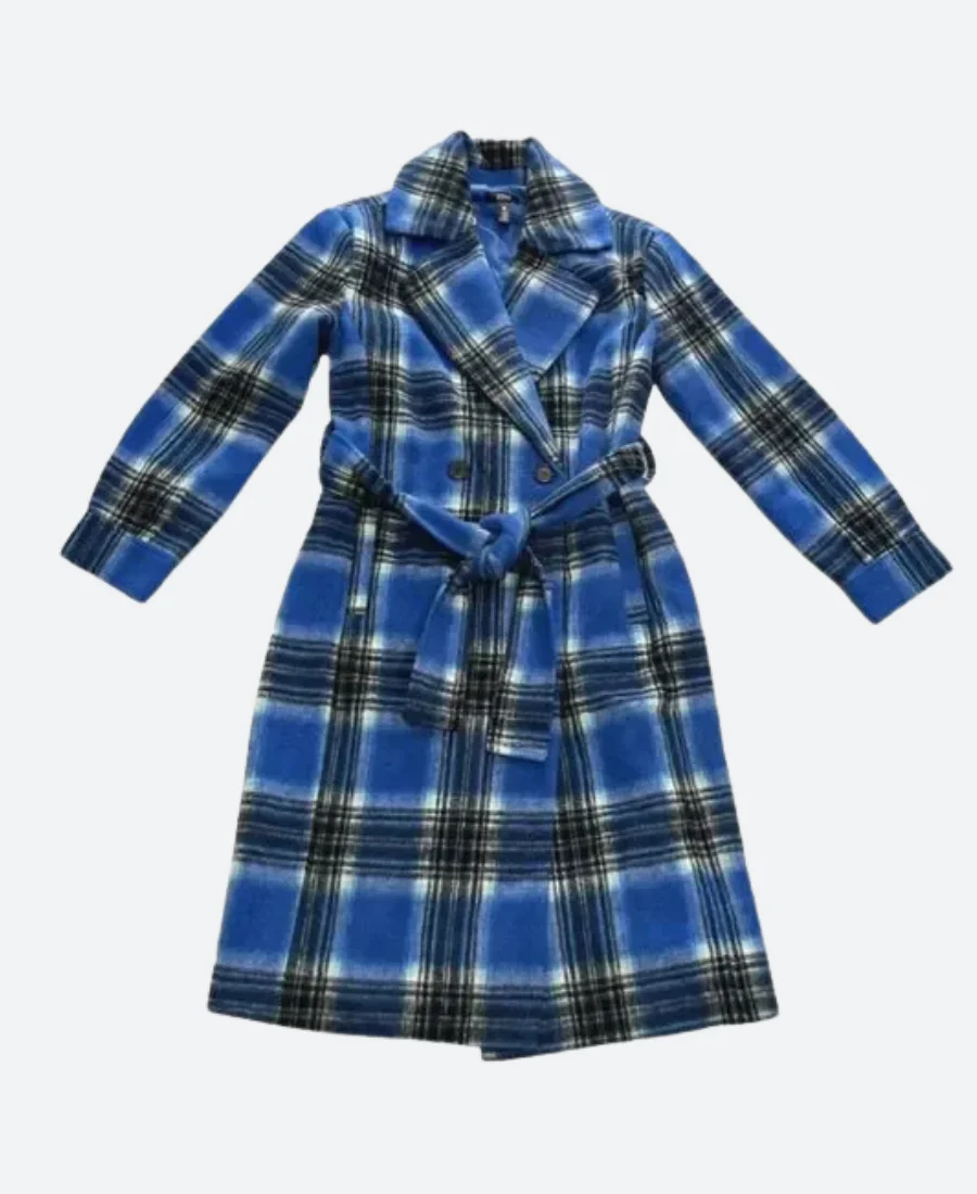 Carrie Preston Elsbeth Blue Plaid Coat Front Image