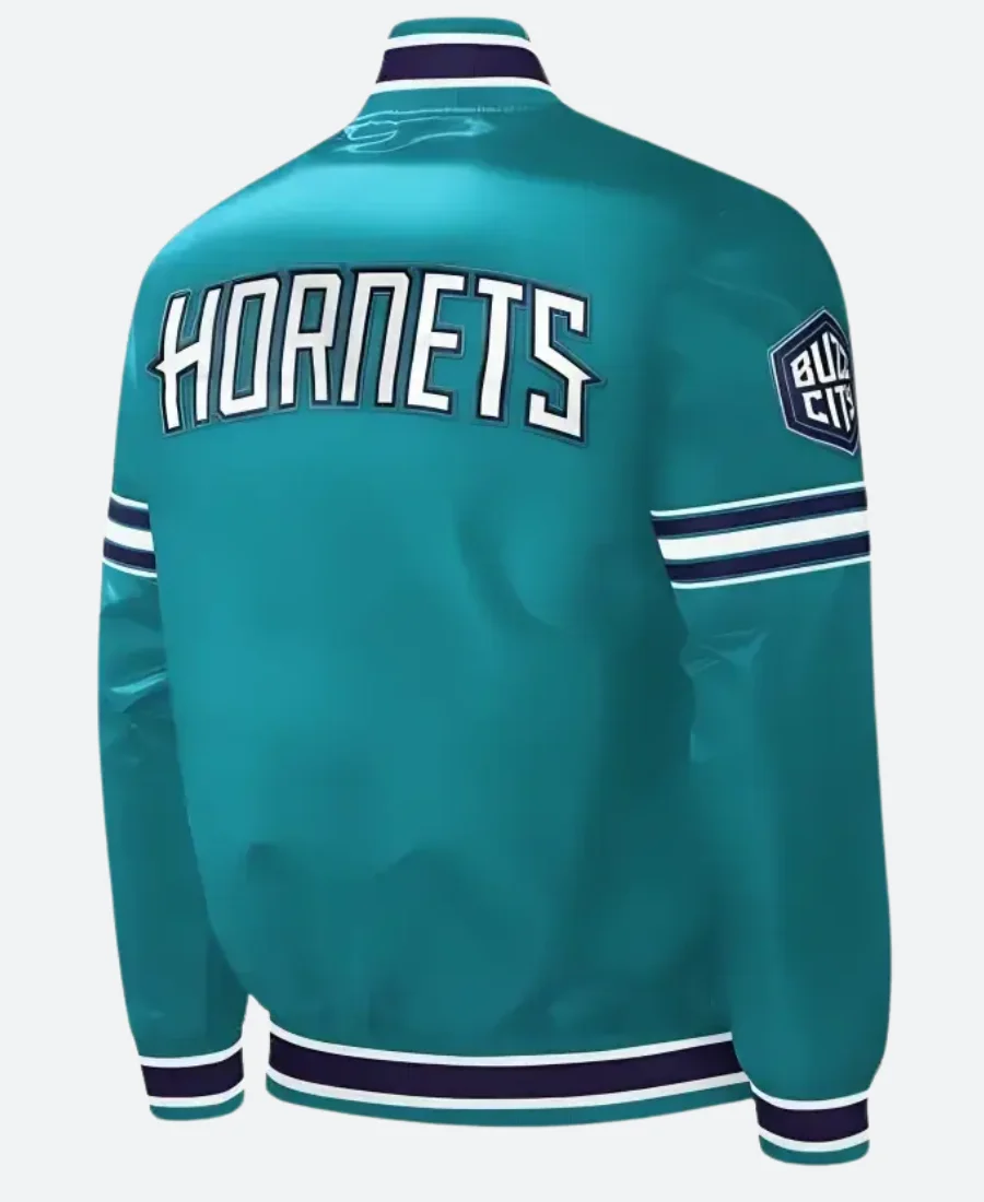 90s Charlotte Hornets Slider Teal Starter Jacket Back Image