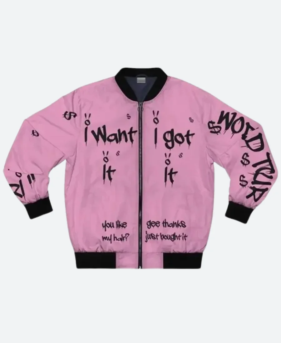 Ariana Grande World Tour 7 Rings Jacket Front Pink Image